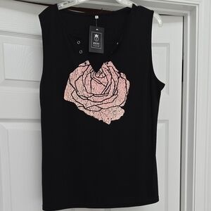 Black and Pink Rose Women's Top